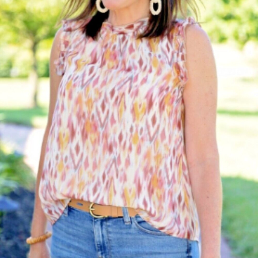 Evereve Roan & Ryan Ruffle Sleeveless Blouse Size XS